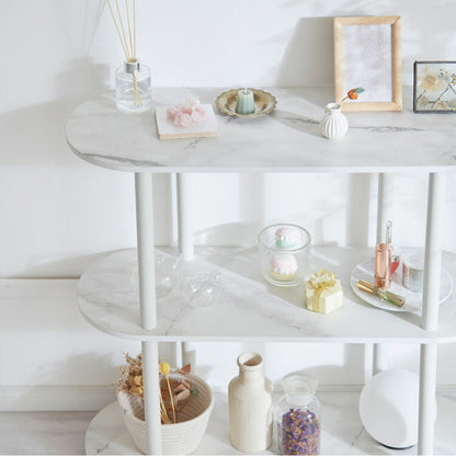 楕円型 オープンラック 組み立て簡単 おしゃれな大理石柄 幅80 3段 ラック システムラック おしゃれ かわいい 韓国インテリア オープンラック 楕円型 棚 シェルフ ディスプレイラック 多目的ラック