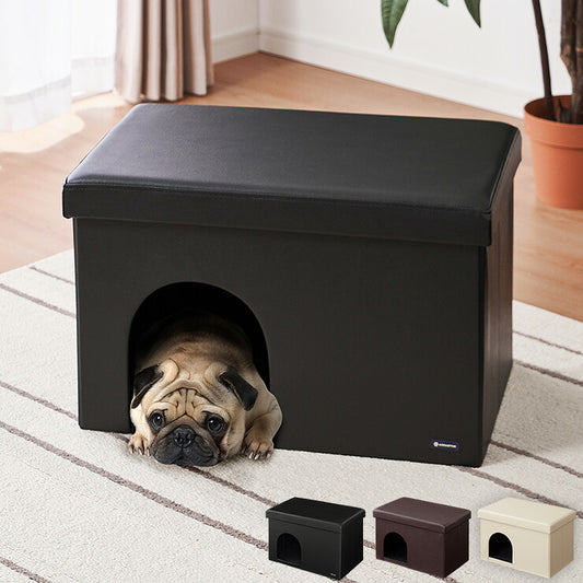 ペットハウス スツール ワイド 長方形 レザー ペット用ハウス 折りたたみ 折り畳み ペット ハウス 猫 犬 イヌ ネコ