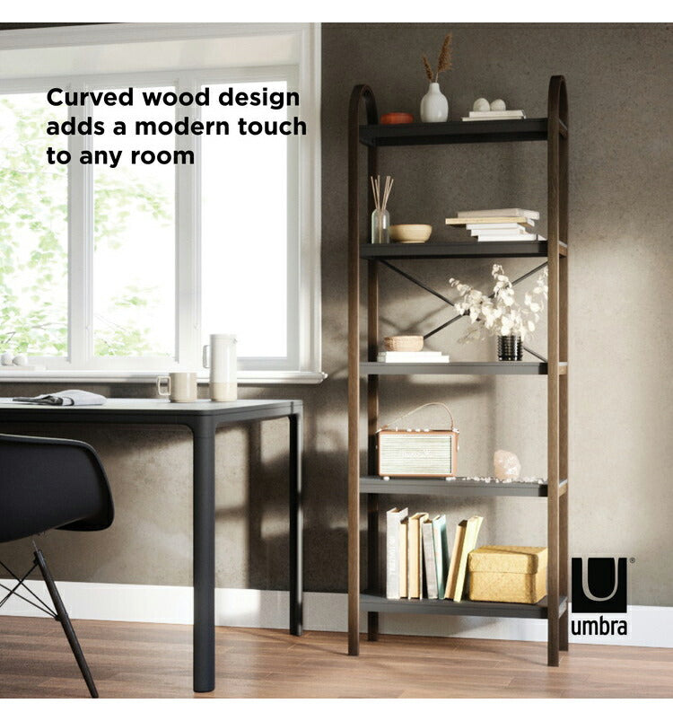 シェルフ おしゃれ オープンシェルフ オープンラック 5段ラック ブラック ウォルナット アンブラ ベルウッド 天然木 インテリア 雑貨 デザイン レイアウト ギフト プレゼント(代引不可)