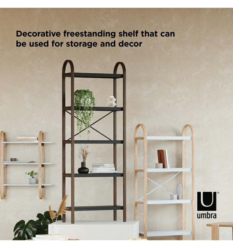 シェルフ おしゃれ オープンシェルフ オープンラック 5段ラック ブラック ウォルナット アンブラ ベルウッド 天然木 インテリア 雑貨 デザイン レイアウト ギフト プレゼント(代引不可)