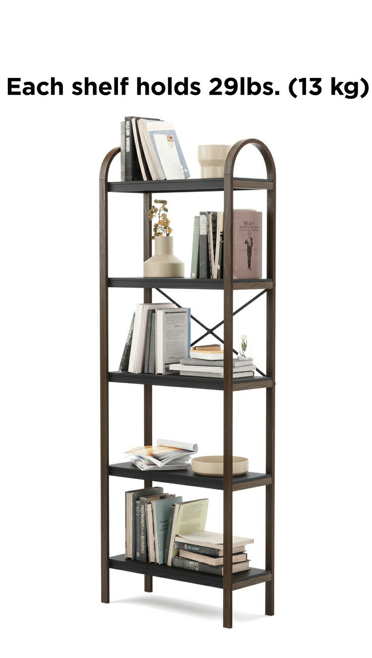 シェルフ おしゃれ オープンシェルフ オープンラック 5段ラック ブラック ウォルナット アンブラ ベルウッド 天然木 インテリア 雑貨 デザイン レイアウト ギフト プレゼント(代引不可)