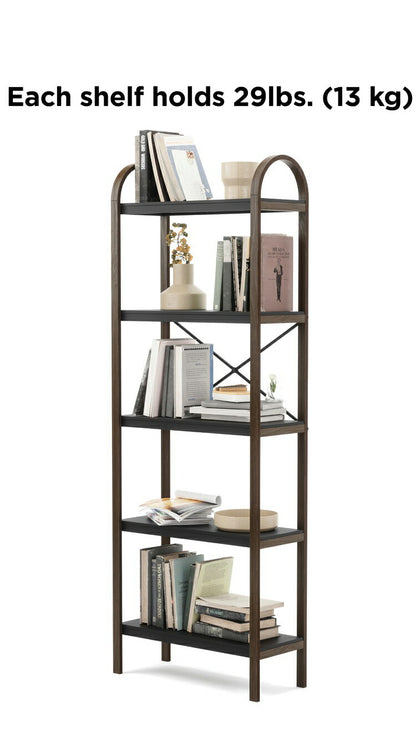 シェルフ おしゃれ オープンシェルフ オープンラック 5段ラック ブラック ウォルナット アンブラ ベルウッド 天然木 インテリア 雑貨 デザイン レイアウト ギフト プレゼント(代引不可)