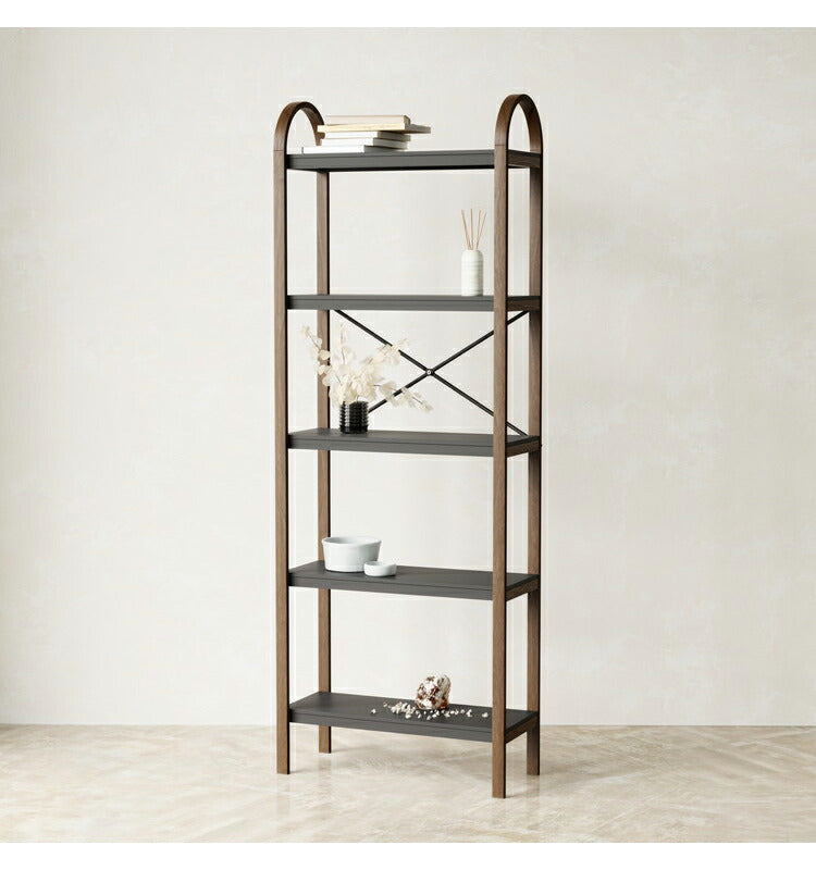 シェルフ おしゃれ オープンシェルフ オープンラック 5段ラック ブラック ウォルナット アンブラ ベルウッド 天然木 インテリア 雑貨 デザイン レイアウト ギフト プレゼント(代引不可)