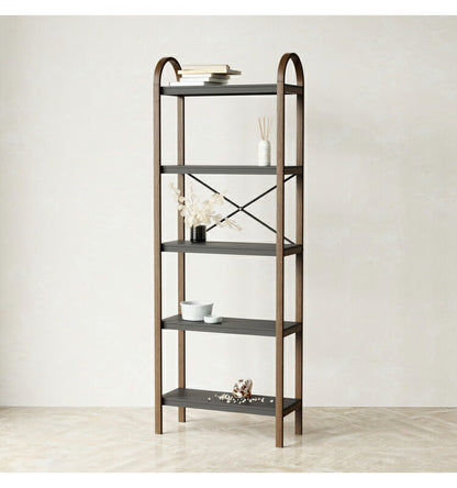 シェルフ おしゃれ オープンシェルフ オープンラック 5段ラック ブラック ウォルナット アンブラ ベルウッド 天然木 インテリア 雑貨 デザイン レイアウト ギフト プレゼント(代引不可)