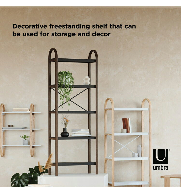 シェルフ おしゃれ オープンシェルフ オープンラック 5段ラック ホワイト ナチュラル アンブラ ベルウッド 天然木 インテリア 雑貨 デザイン レイアウト ギフト プレゼント(代引不可)