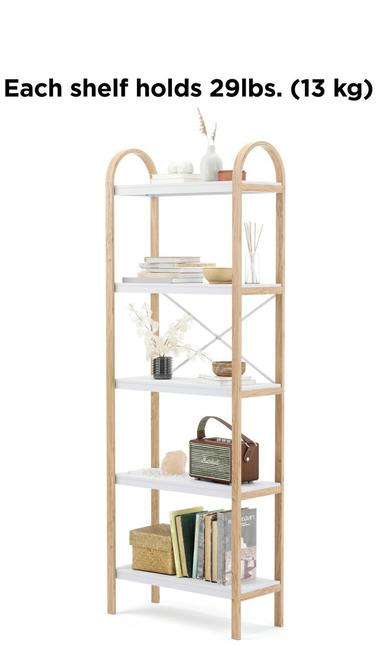 シェルフ おしゃれ オープンシェルフ オープンラック 5段ラック ホワイト ナチュラル アンブラ ベルウッド 天然木 インテリア 雑貨 デザイン レイアウト ギフト プレゼント(代引不可)