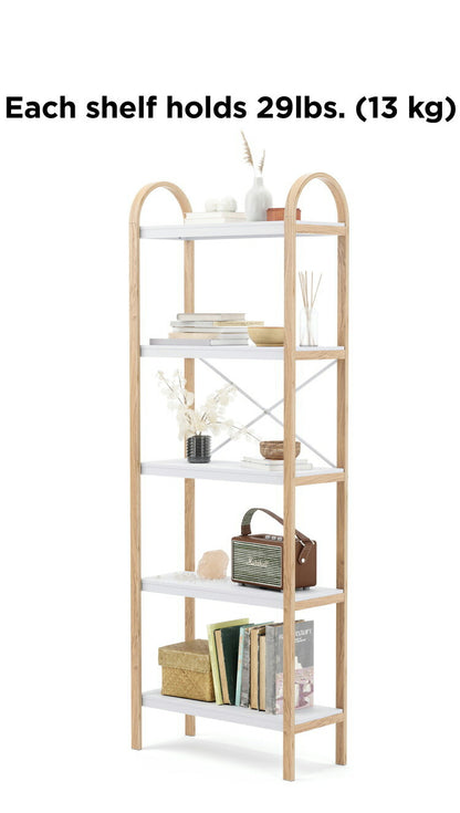シェルフ おしゃれ オープンシェルフ オープンラック 5段ラック ホワイト ナチュラル アンブラ ベルウッド 天然木 インテリア 雑貨 デザイン レイアウト ギフト プレゼント(代引不可)