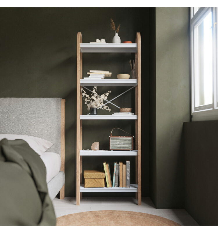 シェルフ おしゃれ オープンシェルフ オープンラック 5段ラック ホワイト ナチュラル アンブラ ベルウッド 天然木 インテリア 雑貨 デザイン レイアウト ギフト プレゼント(代引不可)