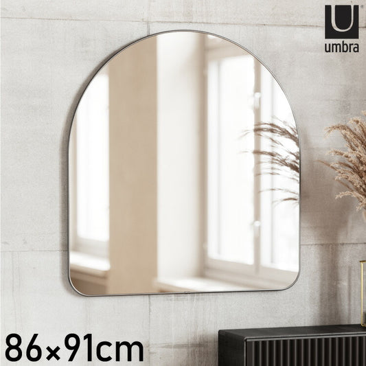 アンブラ 鏡 ベッドルーム フーバ アーチド ミラー 86x91cm チタニウム インテリア 雑貨 玄関 寝室 デザイン レイアウト ギフト プレゼント(代引不可)