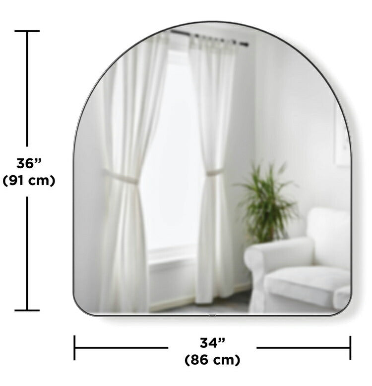 【5%OFF】アンブラ 鏡 ベッドルーム フーバ アーチド ミラー 86x91cm チタニウム インテリア 雑貨 玄関 寝室 デザイン レイアウト ギフト プレゼント(代引不可)