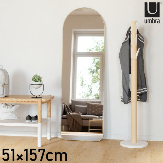 アンブラ 鏡 ベッドルーム フーバ リーニングミラー 約51x157cm ブラス インテリア 雑貨 玄関 寝室 デザイン レイアウト ギフト プレゼント(代引不可)