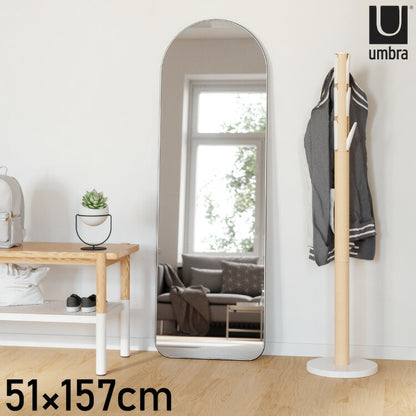 アンブラ 鏡 ベッドルーム フーバ リーニングミラー 約51x157cm チタニウム インテリア 雑貨 玄関 寝室 デザイン レイアウト ギフト プレゼント(代引不可)
