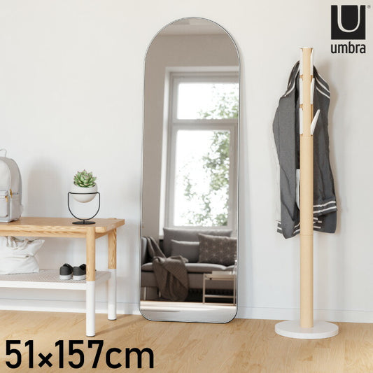 アンブラ 鏡 ベッドルーム フーバ リーニングミラー 約51x157cm チタニウム インテリア 雑貨 玄関 寝室 デザイン レイアウト ギフト プレゼント(代引不可)