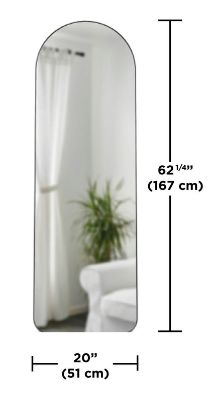 アンブラ 鏡 ベッドルーム フーバ リーニングミラー 約51x157cm チタニウム インテリア 雑貨 玄関 寝室 デザイン レイアウト ギフト プレゼント(代引不可)