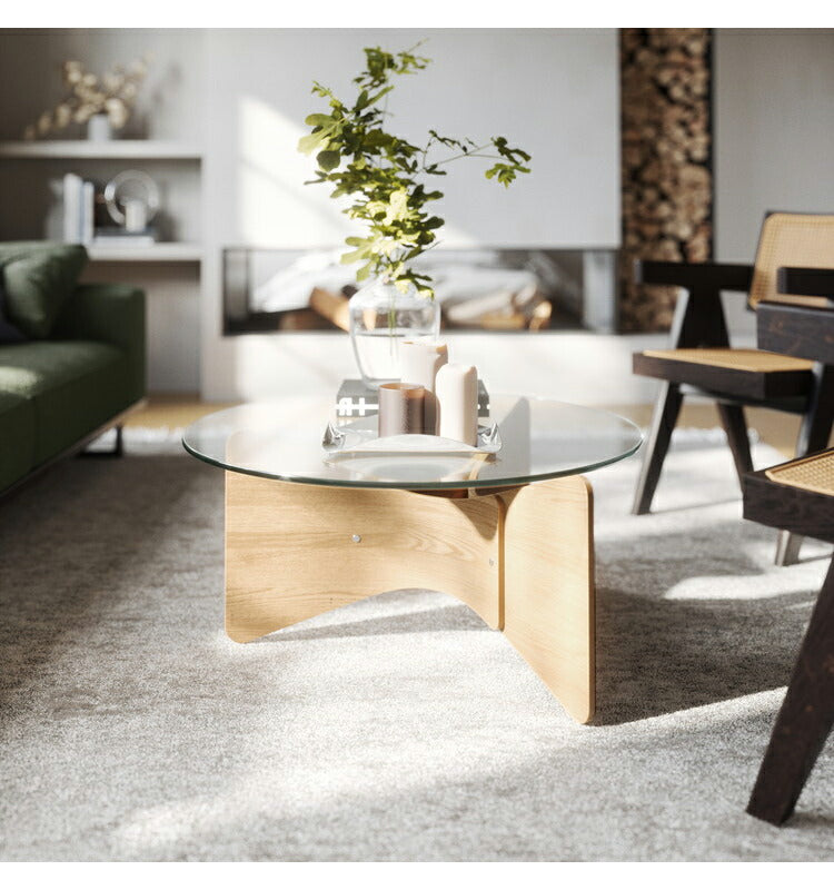 ガラステーブル アンブラ 84cm コーヒーテーブル マデラ テーブル 机 インテリア ガラス デザイン レイアウト ギフト プレゼント(代引不可)