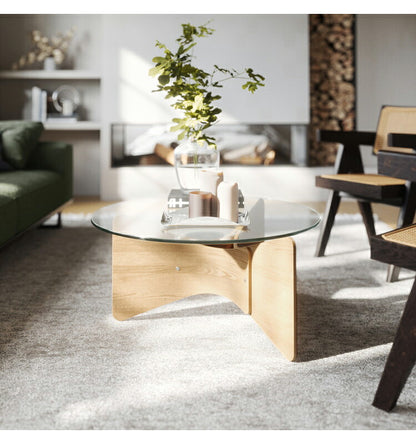 ガラステーブル アンブラ 84cm コーヒーテーブル マデラ テーブル 机 インテリア ガラス デザイン レイアウト ギフト プレゼント(代引不可)