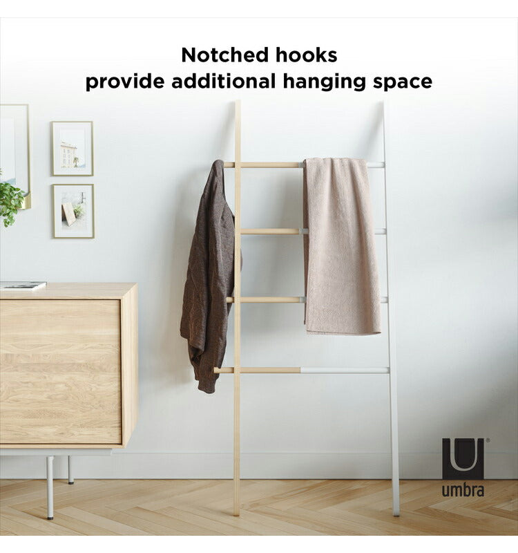 ラダーハンガー ホワイト フレーム アンブラ ハブラダー コートハンガー ハンガーラック 壁面 収納 ラック ラダーラック 約 幅50 cm ラダー シェルフ ハンガー(代引不可)