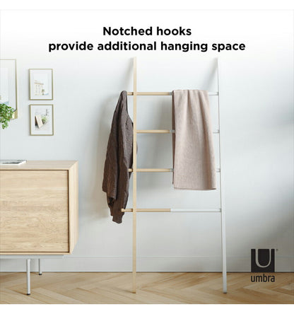 ラダーハンガー ホワイト フレーム アンブラ ハブラダー コートハンガー ハンガーラック 壁面 収納 ラック ラダーラック 約 幅50 cm ラダー シェルフ ハンガー(代引不可)