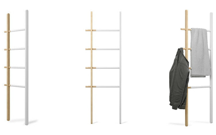ラダーハンガー ホワイト フレーム アンブラ ハブラダー コートハンガー ハンガーラック 壁面 収納 ラック ラダーラック 約 幅50 cm ラダー シェルフ ハンガー(代引不可)