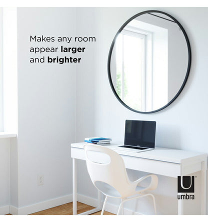 【5%OFF】鏡 ハブミラー 94×94cm ブラック umbra アンブラ ウォール ミラー 壁掛け 鏡 インテリア 姿見 丸型 黒 玄関 寝室 デザイン レイアウト ギフト プレゼント(代引不可)