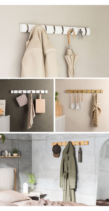 umbra アンブラ フック 8連 フリップフック フック ウォールハンガー ハンガーフック マルチフック ハンガー 収納 壁面収納 壁付け ホワイト ナチュラル 北欧 おしゃれ 幅81cm 奥行3.5cm 高さ6.5cm