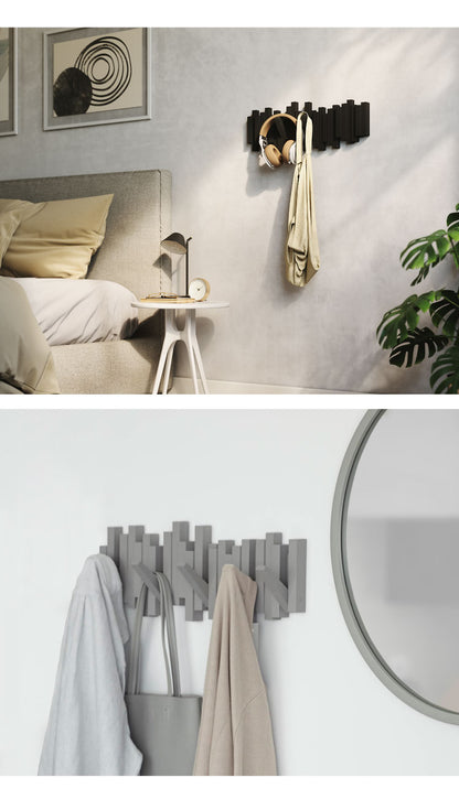 umbra アンブラ フック 5連 スティックスマルチフック マルチフック ハンガーフック ウォールハンガー オブジェ 壁面収納 壁付け ホワイト ブラック グレー 北欧 おしゃれ 幅49.5cm 奥行3cm 高さ18cm