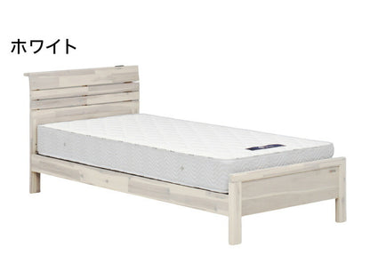 【フレームのみ】棚付きベッド アカシア無垢材 セミダブル ヴィンテージ風 天然木 シーモス ベッドフレーム 棚コンセント付き 高さ調節 リゾート風 グランツ Granz おしゃれ(代引不可)