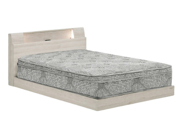 【フレームのみ】ベッド セミダブル 棚付き 2灯照明 2口コンセント 脚付き サミール 高さ調節 幅木よけ シンプル モダン ローベッド グランツ Granz おしゃれ(代引不可)