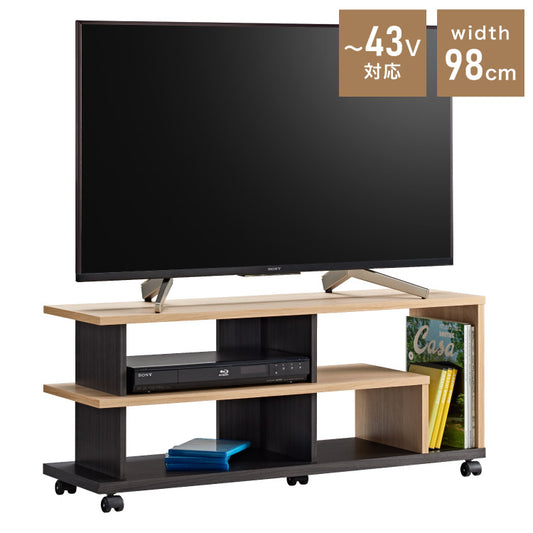 テレビ台 FEL ナチュラル木目/アッシュグレー AS-FEL980 [ASFEL980] 43V型対応 キャスター付き ローボード TV台(代引不可)
