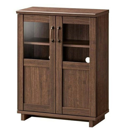 コサロ キャビネット ガラス 木目調 収納 幅58.7 コンパクト スリム リビング 和風 木製 大容量 おしゃれ ヴィンテージ アンティーク 和室(代引不可)