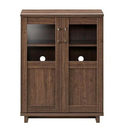 コサロ キャビネット ガラス 木目調 収納 幅58.7 コンパクト スリム リビング 和風 木製 大容量 おしゃれ ヴィンテージ アンティーク 和室(代引不可)