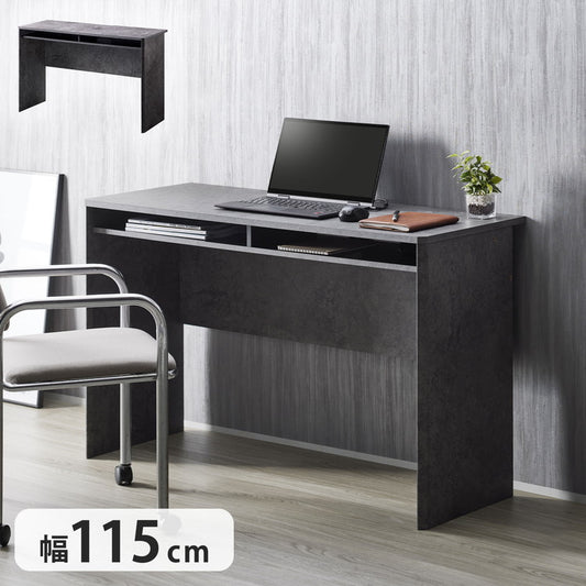 デスク おしゃれ 収納 120cm モルタル調 グレーデスク パソコンデスク 収納付き 幅110cm 棚付 省スペース 在宅勤務 石目調 オフィス 幅115cm