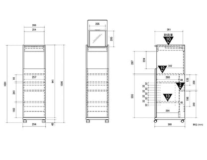 幅30cm コンパクト ドレッサー コスメボックス 鏡付き ミラー 収納 おしゃれ シンプル ナチュラル コンパクト 移動 可動 L-Forme ミラー付き 7段階 角度調整 省スペース 背面収納付き キャスター付き(代引不可)