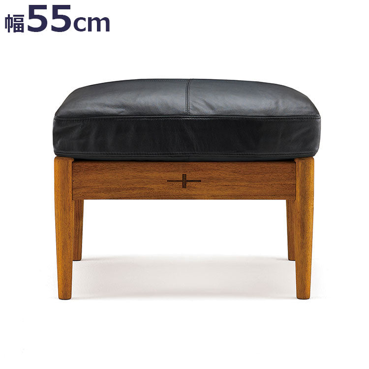 エッダ EDDA オットマン 北欧ビンテージスタイル シンプルデザイン オイルフィニッシュでナチュラル&ハンドメイド ハイクオリティロープライス 55cm×55cm×44cm 牛革 革 ブラック(代引不可)