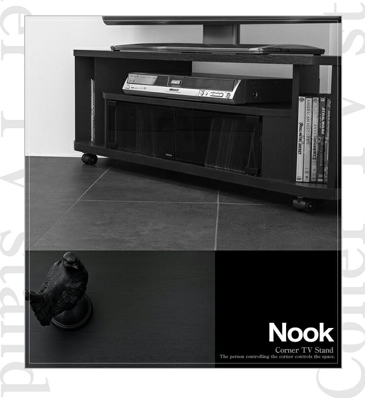 テレビ台 ローボード コーナー 幅100 ヌック ワイド 大容量 テレビボード 収納 組み立て簡単 工具不要 おしゃれ 黒 背面 薄型 ラック(代引不可)