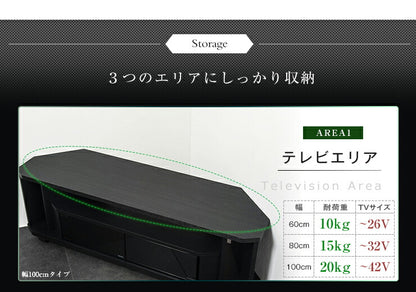 テレビ台 ローボード コーナー 幅100 ヌック ワイド 大容量 テレビボード 収納 組み立て簡単 工具不要 おしゃれ 黒 背面 薄型 ラック(代引不可)