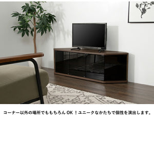 コーナーテレビ台 幅115 50型 50インチ コンパクト 小型 ブラウン おしゃれ TV台 テレビラック テレビ台 コーナーラック コーナー ローボード テレビボード TVボード 収納