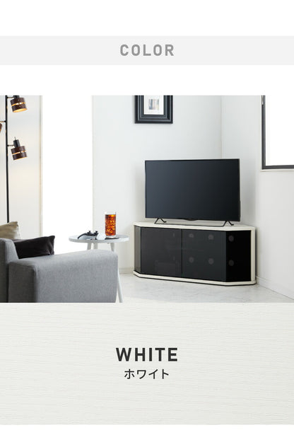 テレビ台 コーナー 三角 テレビボード 木製 ホワイト ナチュラル 50インチ 50型 対応 TV台 AVラック キャスター付き テレビラック コーナーボード ロータイプ 幅115 奥行39 高さ46.3cm おしゃれ(代引不可)