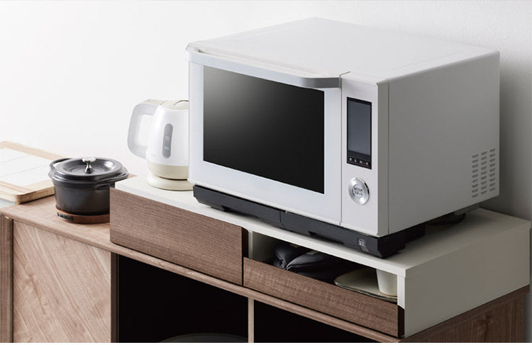 スライドトレー レンジ下トレー スライド レンジ下 スライドテーブル 完成品 引き出し レンジ置き 省スペース キッチン 2連 収納 引き出し ちょい置き ルーデフト(代引不可)