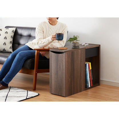 木目調 ソファサイド 収納庫 サイドテーブル ナイトテーブル 脇机 袖机 引き出し 本棚 コミックラック マンガ ブックラック(代引不可)