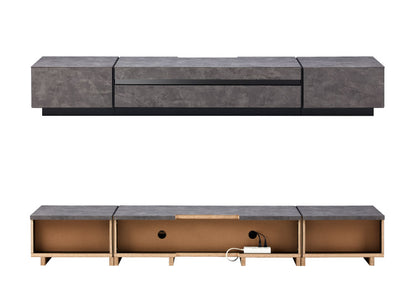 完成品 テレビ台 ストーン調 石目調 テレビボード TV台 AVボード AV台 収納 86インチ対応 幅200 リビング収納 ローボード 収納家具 木製 ウォールナット(代引不可)