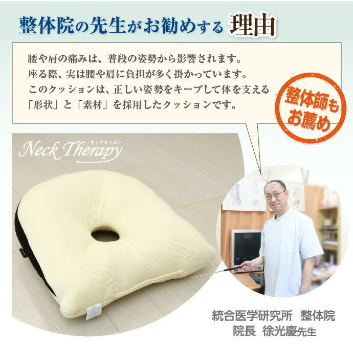 整体院の先生がお勧めする クッション 背筋キープ 約37×40cm 低反発ウレタンチップ ネックセラピー 背筋が伸びる 猫背改善(代引不可)