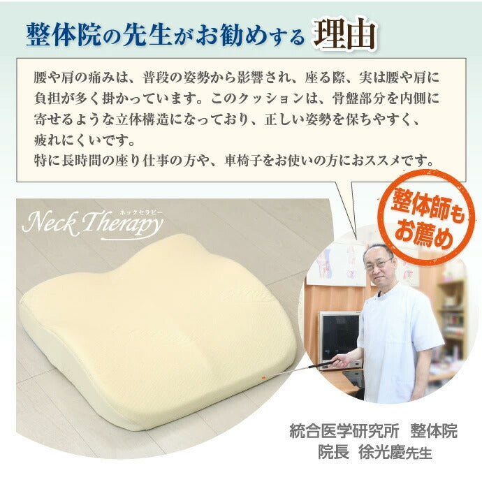 整体院の先生がお勧めする クッション お尻にフィット 約41×41cm 低反発素材 ネックセラピー 正しい姿勢 猫背矯正 ギフト(代引不可)