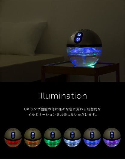 空気清浄機 小型 バイオナースボール DX「水で空気を洗う」 アロマ空気清浄機 大容量 除菌 消臭付 タイマー機能 PM2.5 対応 花粉 黄砂 LEDライト シャンパンゴールド ウッドスタイル 水空気洗浄器 ソウイジャパン