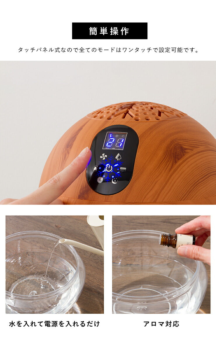 空気清浄機 小型 バイオナースボール DX「水で空気を洗う」 アロマ空気清浄機 大容量 除菌 消臭付 タイマー機能 PM2.5 対応 花粉 黄砂 LEDライト シャンパンゴールド ウッドスタイル 水空気洗浄器 ソウイジャパン
