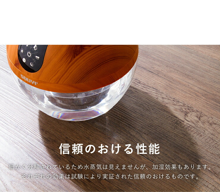 空気清浄機 小型 バイオナースボール DX「水で空気を洗う」 アロマ空気清浄機 大容量 除菌 消臭付 タイマー機能 PM2.5 対応 花粉 黄砂 LEDライト シャンパンゴールド ウッドスタイル 水空気洗浄器 ソウイジャパン