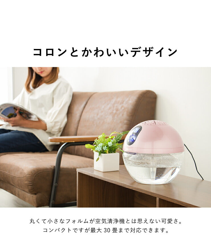 空気清浄機 小型 バイオナースボール DX「水で空気を洗う」 アロマ空気清浄機 大容量 除菌 消臭付 タイマー機能 PM2.5 対応 花粉 黄砂 LEDライト シャンパンゴールド ウッドスタイル 水空気洗浄器 ソウイジャパン