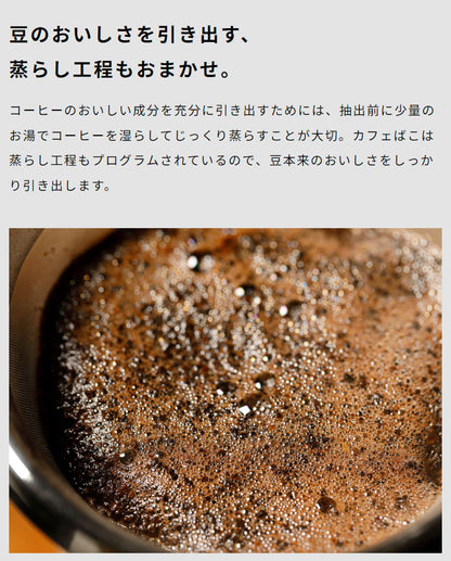 siroca 全自動コーヒーメーカーカフェばこ ステンレスサーバータイプ SC-A372SN スイッチひとつでドリップまで 豆/粉対応 保温機能 タイマー機能 コンパクト シロカ シルバー