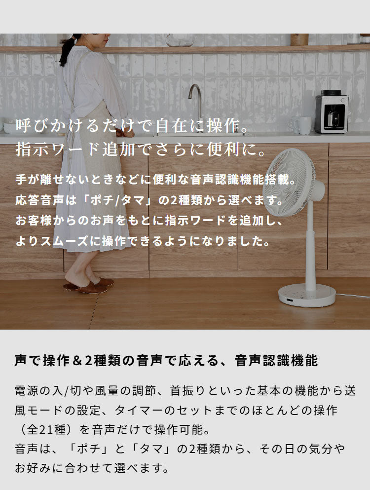 【音声操作対応】シロカ サーキュレーター扇風機 SF-V251 DCモーター 30cm羽根 風量8段階 自動首振り リモコン付き タイマー機能付き 静音 おやすみモード対応 ホワイト ダークグレー siroca