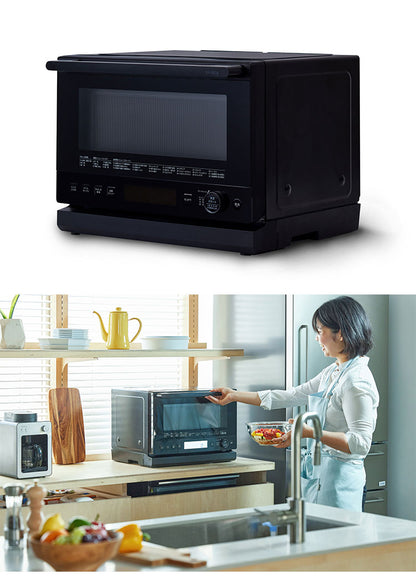 siroca シロカ おりょうりレンジ ぱりジュワッ ブラック SX-23G151 解凍 角皿付属 お手入れラクラク オーブン最高250℃ フラットテーブル オーブン機能付き トースト 23L